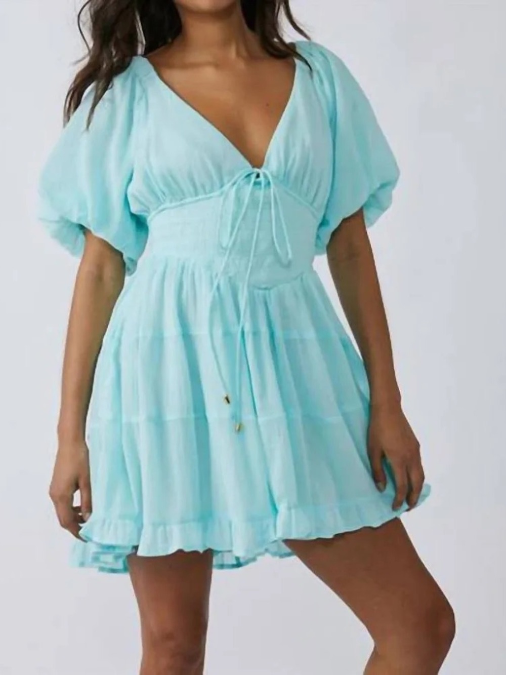 Free People Perfect Day Aqua Mini Dress